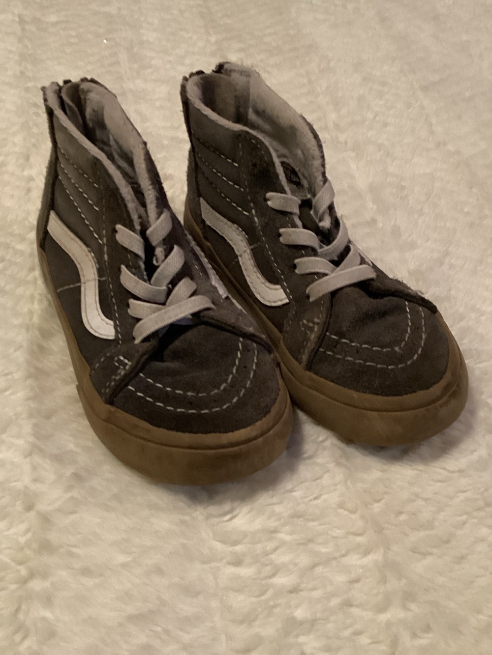 Grey High Top Boys Vans Zip Up Toddler Boys Size 8.5 Everyday Play School Shoes